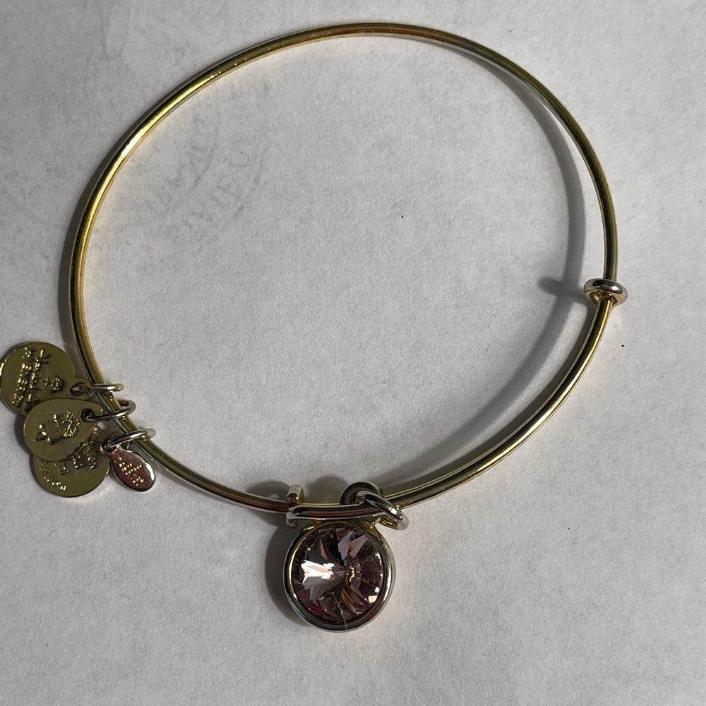 Alex and Ani Pink birthstone stone charm bangle